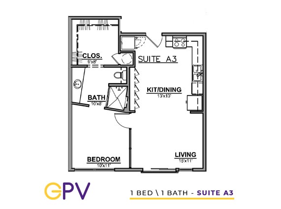 Student Housing One Bedroom Apartment For Rent The Gates At Prairie View A And M University Texas Floorplans
