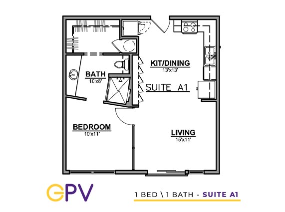 Student Housing One Bedroom Apartments For Rent The Gates At Prairie View A And M University Texas Floorplan A 1